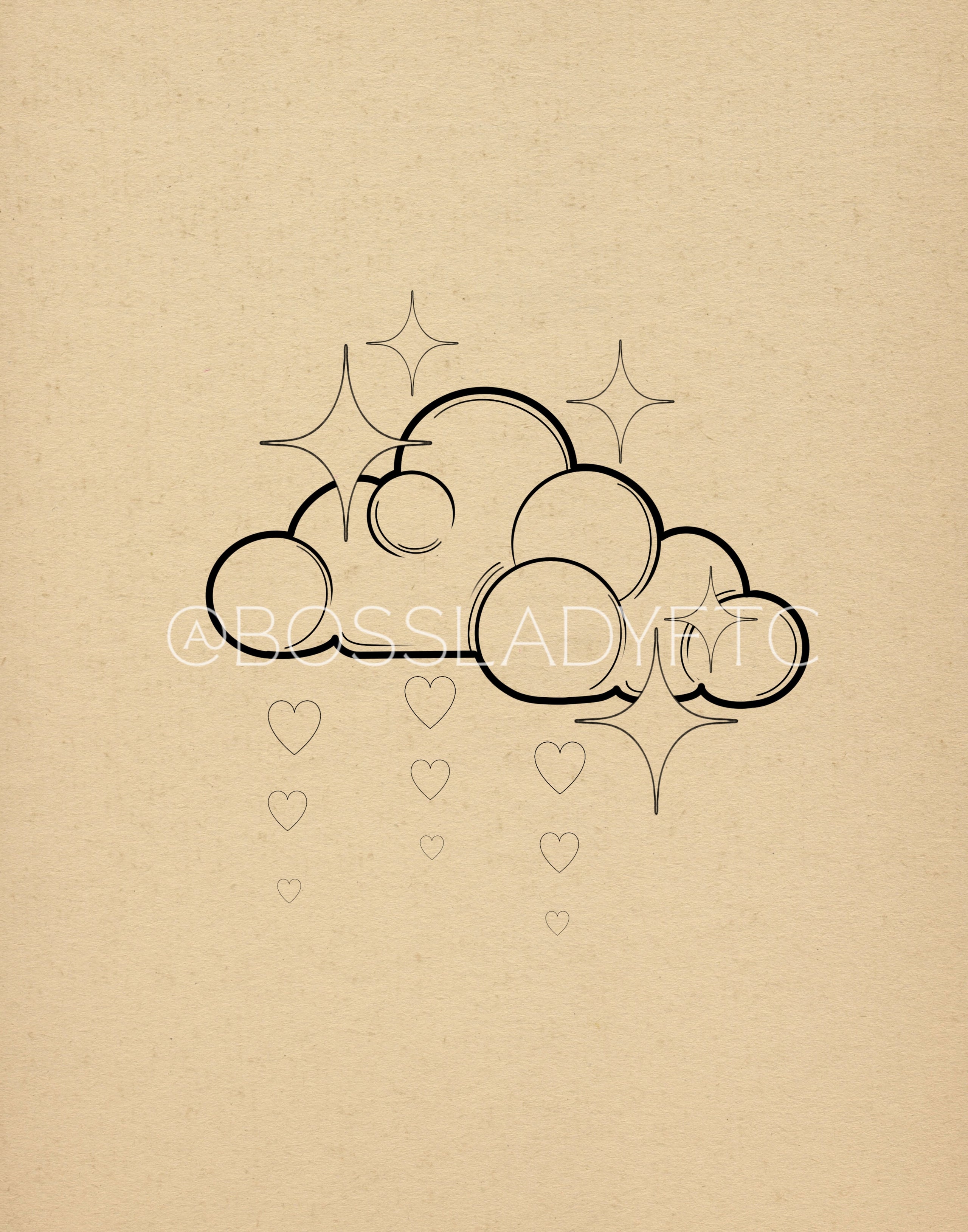 Pre Drawn Cloud Fidelity Tattoo Custom Tattooing Curated Piercing